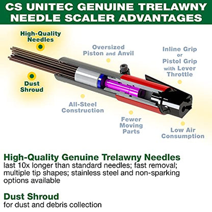 CS Unitec - Trelawny 19-Needle and Chisel Scaler Pro Kit - 3000 BPM, Inline Grip, Air Power 5.5 CFM, Made with All-Steel Construction, 199.3120 Pro Kit - Made in England - style: (G) 2B Needle Scaler Pro kit w/ Vacuum Shroud
