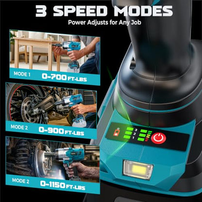DIYtoolifz 2000N.M Cordless Impact Wrench 1/2" Compatible with Makita 18V - color: Blue