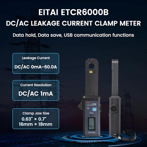 EITAI6000B DC/AC Leakage Low Current Clamp Meter, 1mA Resolution, 0mA-60A, Φ0.7inch/18mm, Manufacturer Direct Sales, Non-Contact Clamp Meter