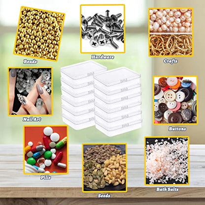Goiio 12 Pcs Mini Plastic Storage Containers Box with Lid 5x4x1.3 Inches Rectangle Box, for Collecting Small Items, Beads, Game Pieces, Crafts Accessories - size: 12 Pieces 5 x 4 x 1.3 Inches