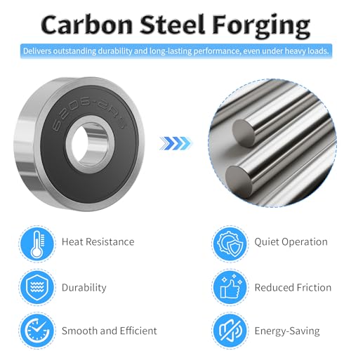 4 Pcs 626-2RS Ball Bearings, Carbon Steel, 6x19x6mm - size: 626-2RS 4Pcs