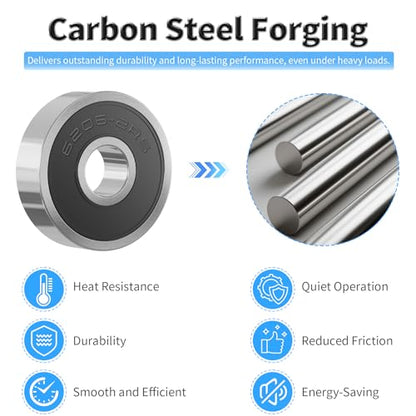 10 Pcs 629-2RS Ball Bearings, Carbon Steel, 9x26x8mm - size: 629-2RS 10Pcs