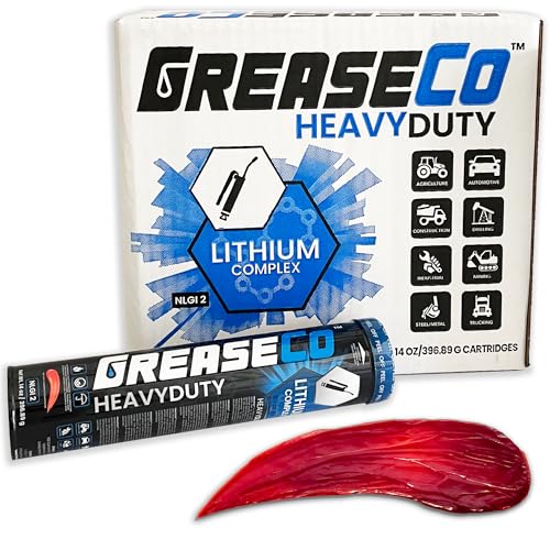 Premium Red & Tacky Grease Tube (10-Pack Case of Cartridges) Lithium Complex NLGI 2 EP for Grease Gun | High Temp Wheel Bearing Lubricant | Tractor Automotive Axle CV Trailer Ball Hitch | HeavyDuty