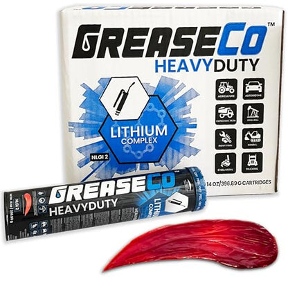 Premium Red & Tacky Grease Tube (10-Pack Case of Cartridges) Lithium Complex NLGI 2 EP for Grease Gun | High Temp Wheel Bearing Lubricant | Tractor Automotive Axle CV Trailer Ball Hitch | HeavyDuty