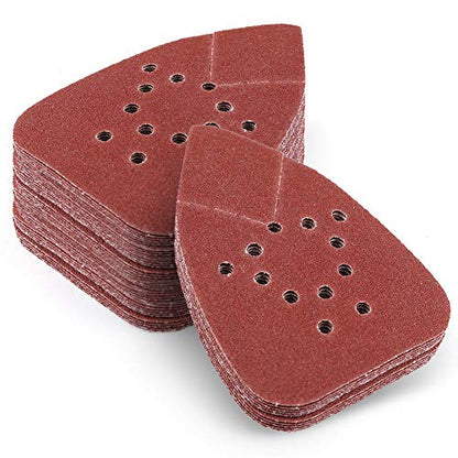 80 Grit Sanding Pads for Black and Decker Mouse Sanders, 50PCS Hook and Loop Sandpaper Sheets - LotFancy 12 Holes Detail Palm Sander Sand Paper - size: 80 Grit
