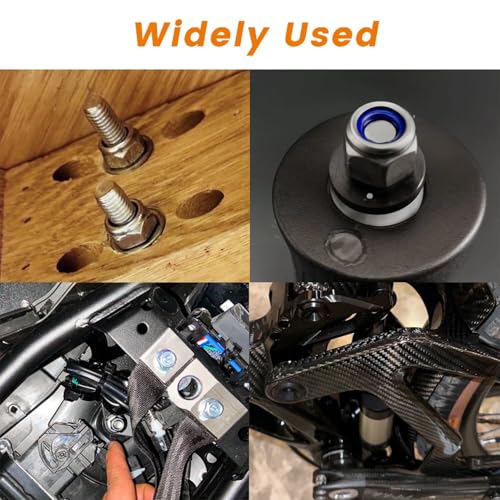 M10, Nylon Insert Hex Lock Nuts, 304 Stainless Steel, Black Finish, Coarse Thread, Machinery, Automotive, Outdoor, Wooden Furniture, 10 PCS - size: M10