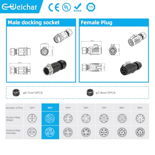 LP16 3PIN Industrial Waterproof Connector IP68 Quickly Plugging Aviation Connector Solder-Assembly M16 3PIN Circular Connector Fast Release Electrical Connector Female Plug&Male Socket - size: 3 Pin, style: Female Plug / Male Socket