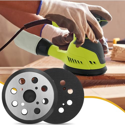 5 Inch 8 Holes Hook Loop Orbital Sander Metal Pad Replacement for Ryobi Random Sander RS240 RS280 RS280VS RS281VS RS290 with 4 PCS Foam & 36 PCS Sanding Discs 100 150 180 240 320 400 Grits - size: FIT 030157001018