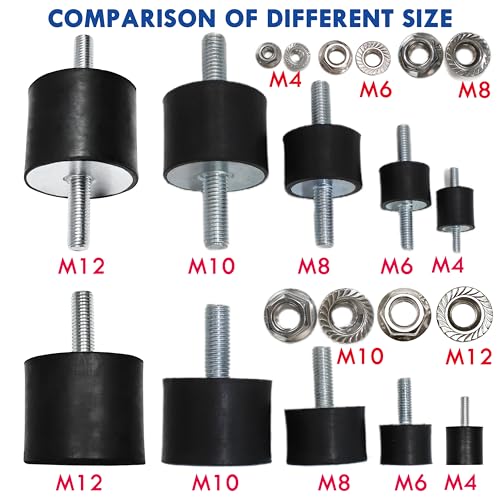 4Pcs M4 15x15mm Rubber Isolator Mounts Single Stud Shock Absorber - size: M4, VD1515+G4*12+M4*4