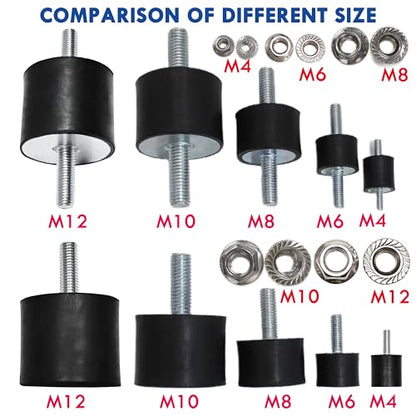 4Pcs M4 15x15mm Rubber Isolator Mounts Single Stud Shock Absorber - size: M4, VD1515+G4*12+M4*4