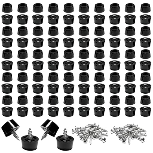 100 Pcs Rubber Feet for Cutting Board with Stainless Screws - size: 9/16" W X 5/16" H
