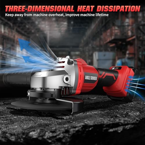 Angle Grinder 4-1/2 Inch Cordless Compatible with Milwaukee 18V/M18 Battery - color: Red