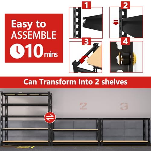 PrimeZone 60" W X 24" D X 72" H Heavy Duty Garage Storage Shelves, 3000 LBS - size: 60" W x 24" D x 72" H