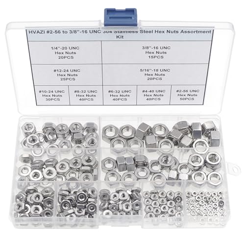 #2-56 to 3/8"-16 UNC 304 Stainless Steel Hex Nuts Assortment Kit