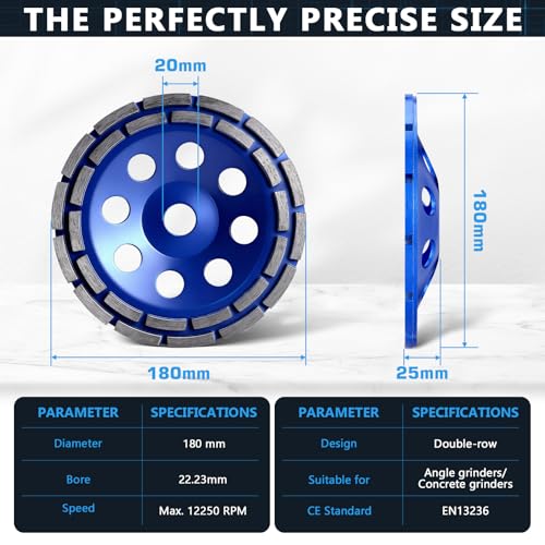 4 Inch Diamond Concrete Grinding Wheels, Double Rows 16 Turbo Segments for Polishing and Grinding Concrete, Stone, and Masonry, Fits 3/4'' Arbor Diamond Cup Wheel Angle Grinder Wheels - size: 1 Pack