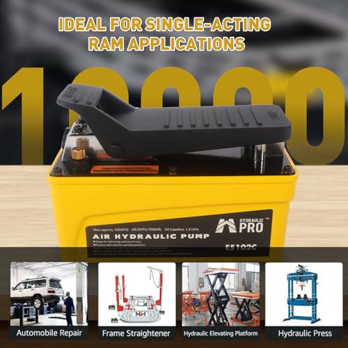 Air Hydraulic Pump, 10000 PSI High Pressure Output, Foot Pedal Pump, Yellow - color: Yellow