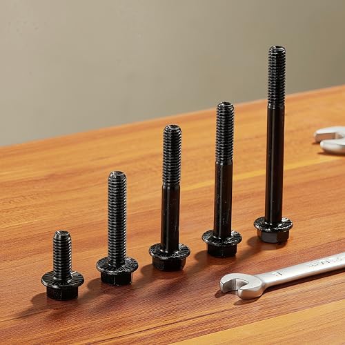 M8 x 16mm Flanged Hex Head Bolts Flange Hexagon Screws, M8x1.25 Bolt,10.9 Grade Alloy Steel, Hexagon Head Bolts, Black Zinc Finish, Full Thread,Quantity 15 - size: M8 x 16mm(15PCS)