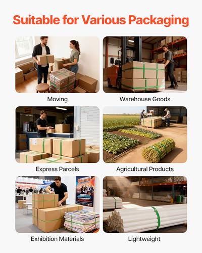 VEVOR Banding Strapping Kit, Heavy Duty Banding Sealer Tool with 1500 ft PET Band, 450 Metal Seals, 150 Corner Protectors & Gloves, Plastic Pallet Packaging Strapping Kit for Warehouse/Shipping/Moving - size: PET 5/8"x1500' 6PC Set