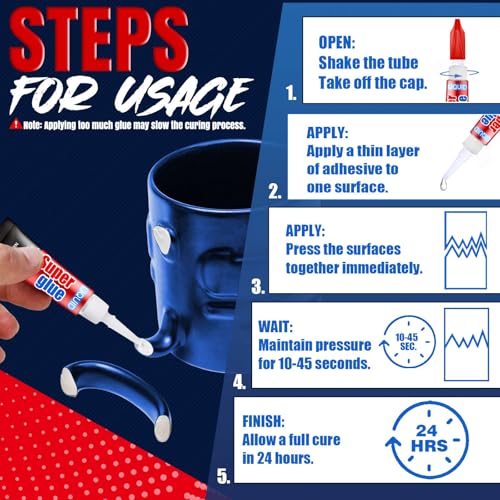 ALECPEA Super Glue, 24 X 3g, Liquid Instant Glue for Metal and Ceramic - color: Liquid