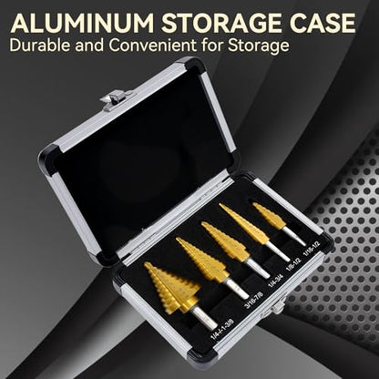 Step Drill Bit Set for Metal- 5PCS Ti Step Bit with Two Straight Flutes - color: 5Pcs Straight Set