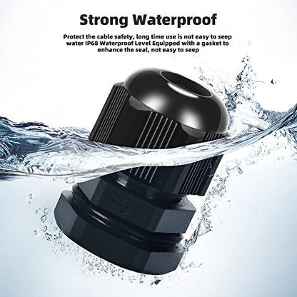 Cable Gland 20 Pack Plastic Waterproof Adjustable Connector 5-10mm PG11 Strain Relief Cord Connectors Joints Nylon with Gaskets - size: PG11(20-pack)