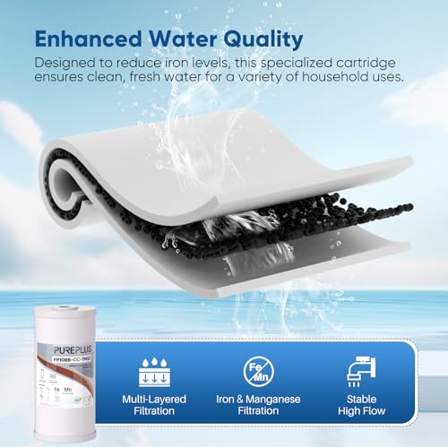 PUREPLUS 10" x 4.5" Whole House Iron Reducing Sediment Water Filter,3PACK - size: 3 Count (Pack of 1), style: Heavy Metals Removal（PRO)