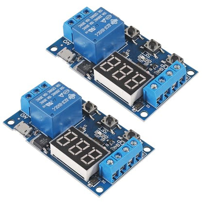 2pcs DC 6-30V Timer Relay Programmable Time Delay Relay Module Cycle Timer with LED Display Support Micro USB 5V Power Supply, Smart Home Controller