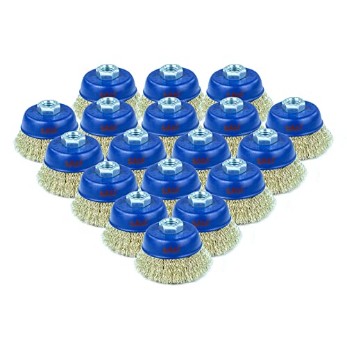 SALI 18 Pack Wire Cup Brush, 4 Inch Coarse Crimped Cup Brush for Grinders, with 5/8 Inch -11Arbor for Heavy Cleaning Rust, Stripping and Abrasive, for Angle Grinder - style: Coarse Crimped Wire