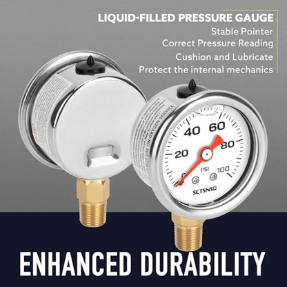 0-100 Psi Fuel Pressure Gauge, 1/8" NPT Lower Mount - size: 0-100 Psi, style: Lower Mount
