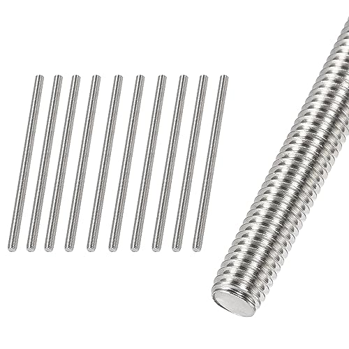 M8 x 100mm Fully Threaded Rod & Studs, 304 Stainless Steel Right Hand Threads Rods, M8-1.25 Thread Pitch for Anchor Bolts, Clamps, Hangers and U-Bolts 10pcs - size: 100mm