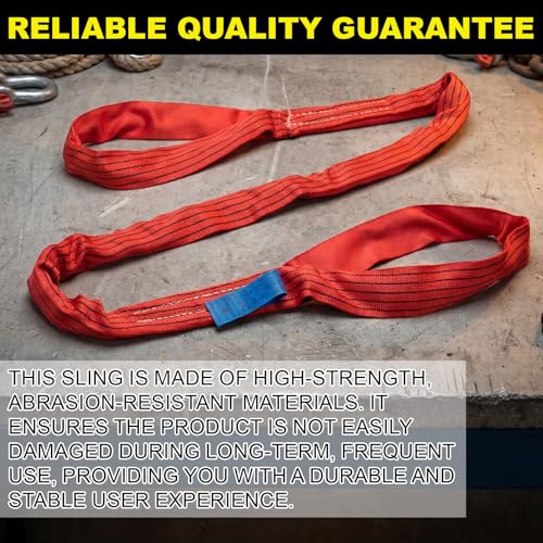 2 Pcs 8.2 Foot Eye and Eye Polyester Round Lift Sling, Choker 11000 Lb, Vertical 5500 Lb, Heavy Duty Straps, Double Loop Diameter 11 in, Red