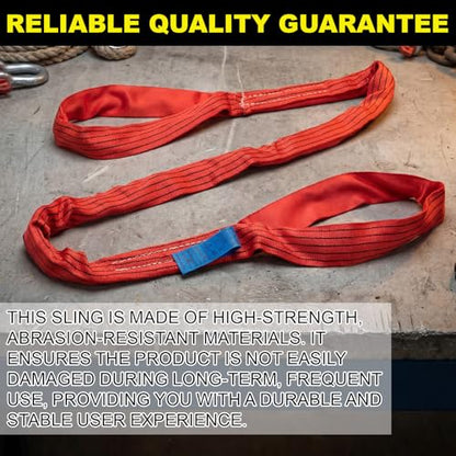 2 Pcs 8.2 Foot Eye and Eye Polyester Round Lift Sling, Choker 11000 Lb, Vertical 5500 Lb, Heavy Duty Straps, Double Loop Diameter 11 in, Red
