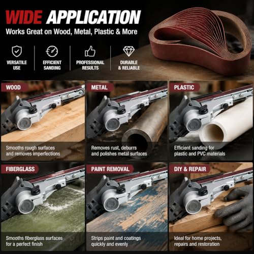 1.2 X 13 Inch Sanding Belts, 30PK, 10 Each of 80/240/800 Grit Abrasive Sanding Belts, Aluminum Oxide Belt Sander Sanding Belt Assortment for Metal Polishing - style: all Grit