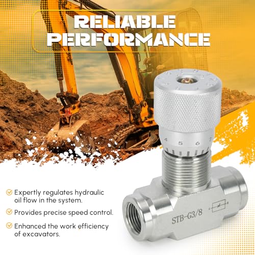 STB-G3/8 3/8" L08 Hydraulic Flow Control Valve Compatible with 1-2 Ton Mini Excavator, Bidirectional Restrictor Valve with Two-Sided Connectors - size: 3 Pcs