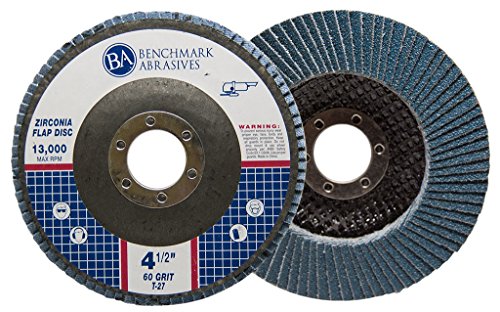 Benchmark Abrasives 4.5" x 7/8" Premium Zirconia T27 Flat Flap Discs 4 1/2 for Angle Grinder Sanding Discs, Finishing Grinding Wheels 4 1/2 Inch for Sanding Stock Rust Removal (100 Pack) - 60 Grit - style: 60 Grit | 100 Count
