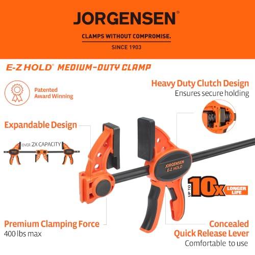 Jorgensen 36" E-Z Hold Medium-Duty Bar Clamps, 400 lbs Load Limit, 2-Pack - size: 36 Inch