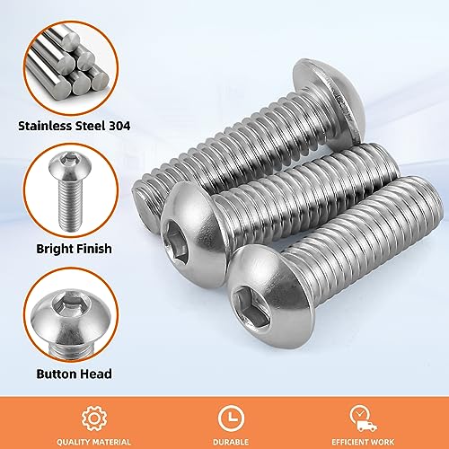 M8-1.25 x 25mm Button Head Socket Cap Screws, 50 PCS - size: M8 x 25mm