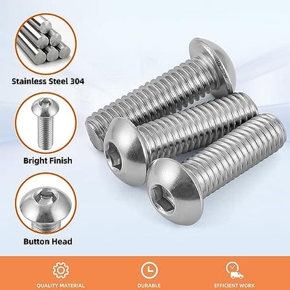 M8-1.25 x 25mm Button Head Socket Cap Screws, 50 PCS - size: M8 x 25mm