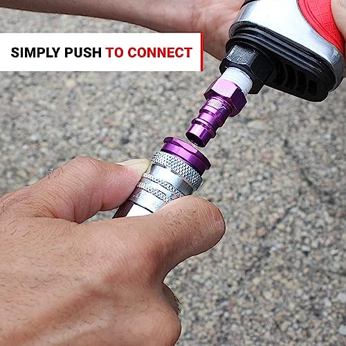 Milton 764VC ColorFit HIGHFLOWPRO V-Style Air Couplers, 1/4" FNPT Female Quick Connect, Purple Color-Coded High-Flow Fittings, Up to 70% More Airflow, 300 PSI, Box of 10