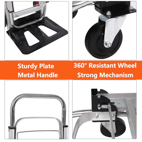 2-in-1 Convertible Hand Truck, 400 LBS Platform Dolly with 4 Wheels