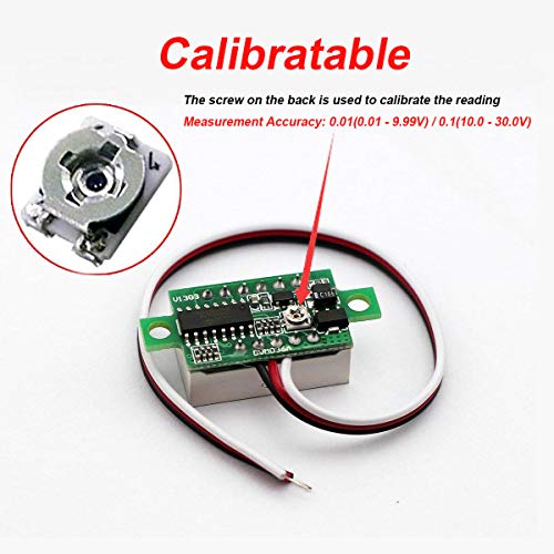 Pack of 5 DC 0-30V Digital Voltmeter, 3-Wire Voltage Gauge, Blue LED