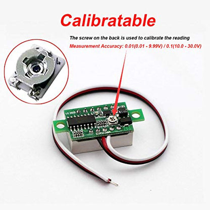 Pack of 5 DC 0-30V Digital Voltmeter, 3-Wire Voltage Gauge, Blue LED