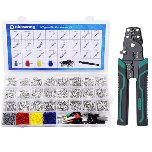 900Pcs 24Types of Pin Connector Kit and Terminal Pins with Crimping Tool - size: Type2