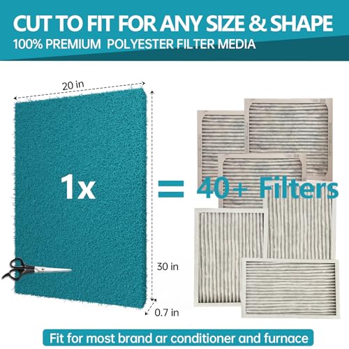 Reusable Air Filter 20x30, High Air Flow Cut to Fit Furnace Filters, MERV 6 Replacement Filter for HVAC, RV, Washable Replacement Air Conditioner Filters, 24 PCs Hooks(Actual 20x30x0.7 in.) - style: MERV 6-1PC-Green