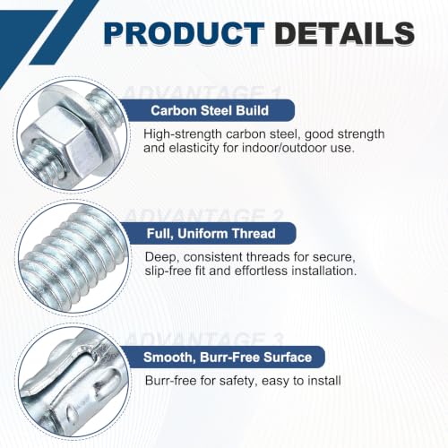 3/8" x4-1/2 Wedge Bolt 5 Pack Carbon Steel Zinc Plated - size: 3/8"x4-1/2"