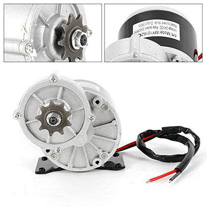 Electric Vehicle Geared Motor, 24V 350W Gear Face Mount 9 Teeth Sprocket Electric Brush Motor for Scooter Bike Go-Kart Minibike MY1016Z