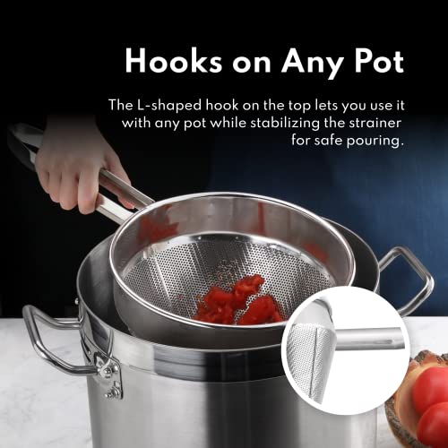 New Star Foodservice 34257 18/8 Stainless Steel China Cap Strainer, 8-Inch, Fine Mesh