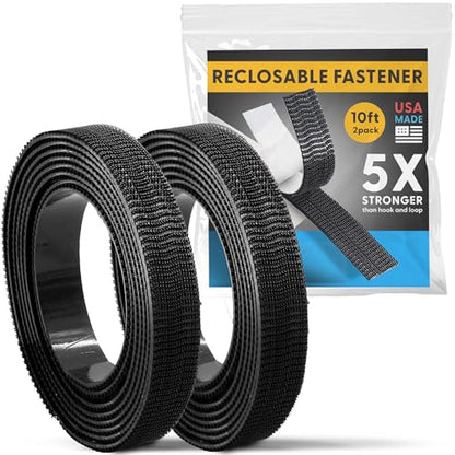 Industrial Strength - 10FT 2 Pack Black Indoor/Outdoor Adhesive Mounting Tape - Self Mating Reclosable Fastener Compatible with 3M SJ3550 / SJ3560 Dual Lock - size: 10 FT x 2 Pack, style: Black