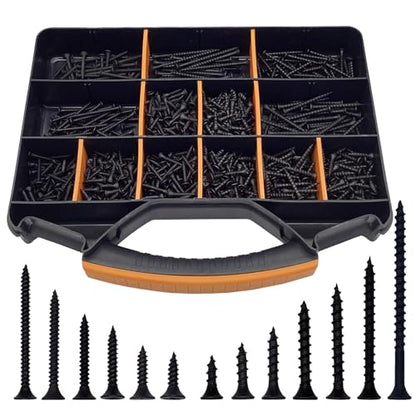 1000PCS Wood Screws Assortment Kit, Drywall Screws, Assorted Wood Screws, Phillips Flat Head Wood Screws, Screws Assortment, 13 Sizes (2-3/4'', 2'', 1-1/2'', 1-1/4'', 1'', 3/4'', 5/8'') - size: 13 Sizes - 1000PCS