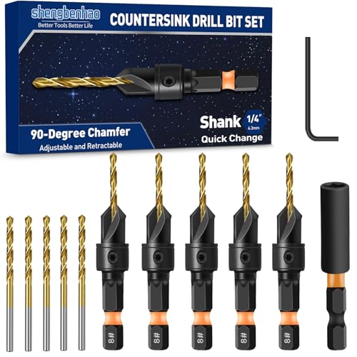 shengbenhao #8 Countersink Drill Bit Set for Wood 12Pcs Adjustable - style: #8